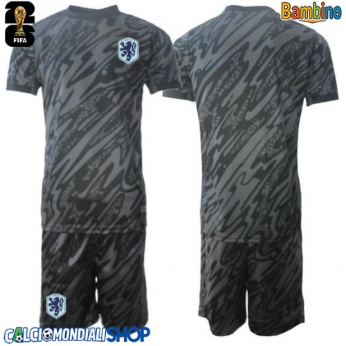 Maglie da calcio Paesi Bassi Portiere Prima Maglia Bambino Mondiali 2026  Manica Corta + Pantaloni corti)